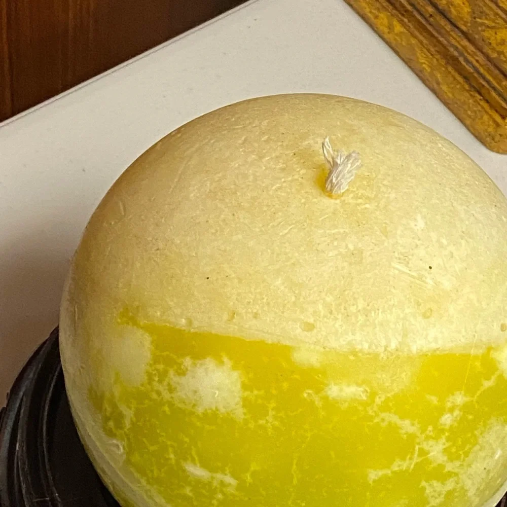 Marble Lemon Pattern unscented Big Ball candle 7”